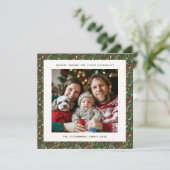 Festive Christmas Holly Leaf Folded Holiday Card Kaart (Staand voorkant)