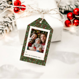 Festive Christmas Holly Leaf Holiday Photo Card Cadeaulabel
