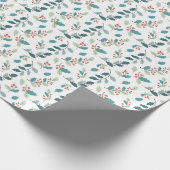 Festive Christmas Holly Red Berries Pattern Cadeaupapier (Hoek)