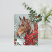 Festive Christmas Horse Greeting Postcard Briefkaart (Staand voorkant)