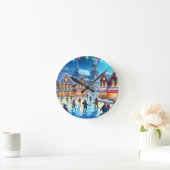 Festive Christmas Ice Skating Scene Ronde Klok (Huis)