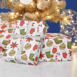 Festive Christmas Icons Wrapping Paper Cadeaupapier