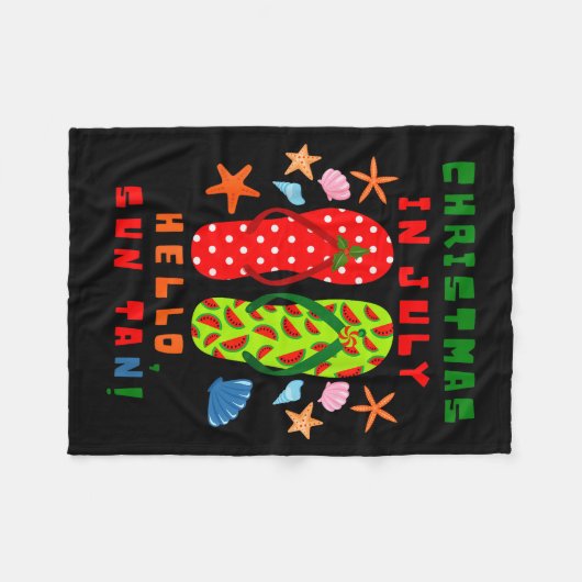 Festive Christmas In July Flip Flop Summer Beach F Fleece Deken (Voorkant (Horizontaal))