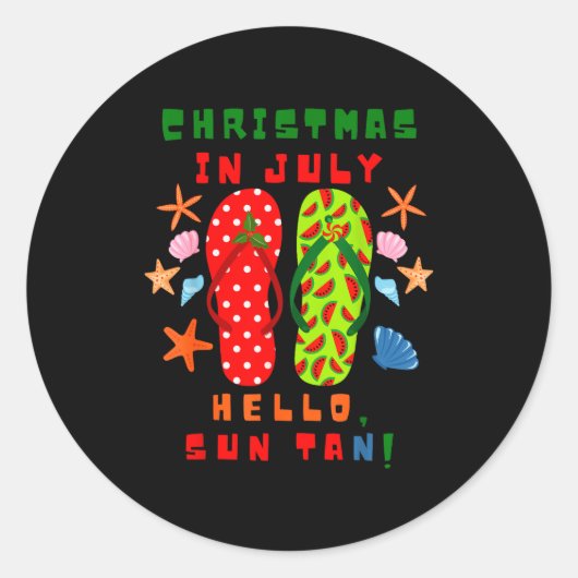 Festive Christmas In July Flip Flop Summer Beach F Ronde Sticker (Voorkant)
