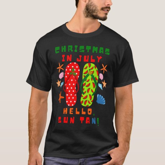 Festive Christmas In July Flip Flop Summer Beach F T-shirt (Voorkant)