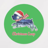 Festive Christmas Leaping Dog | Cute Puppy Santa  Labels (Design 2)