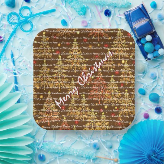 Festive Christmas Luxury Christmas Trees Papieren Bordje (Feest)