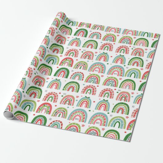Festive Christmas Modern Rainbow Pattern Cadeaupapier (Uitgerold)