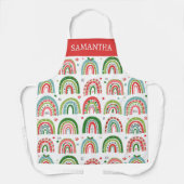 Festive Christmas Modern Rainbow Personalised Schort (Voorkant)