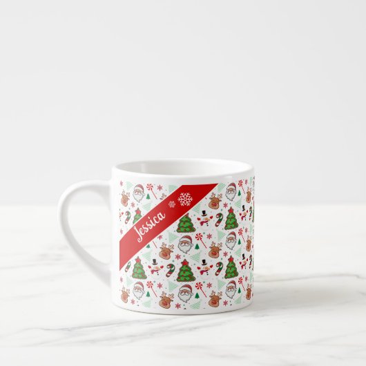 Festive Christmas Mug – Santa & Reindeer Espresso Kop (Links)