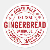 Festive Christmas North Pole gingerbread Ronde Sticker (Voorkant)