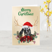 Festive Christmas Nubian Goat Kid Kaart (Gele Bloem)