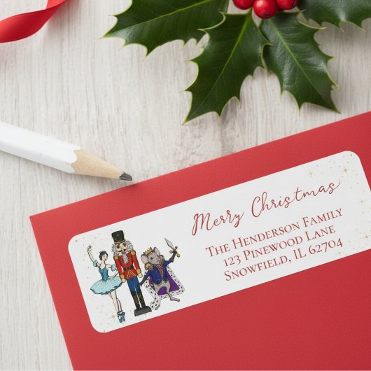Festive Christmas Nutcracker Ballet Return Address Etiket