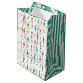 Festive Christmas Nutcracker Green Striped Medium Cadeauzakje (Voorkant Gekanteld)