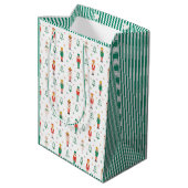 Festive Christmas Nutcracker Green Striped Medium Cadeauzakje (Achterkant Gekanteld)