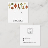 FESTIVE CHRISTMAS ORNAMENS STUD EARRING DISPLAY VIERKANTE VISITEKAARTJE (Voorkant / Achterkant)