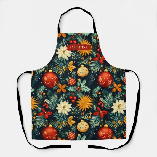Festive Christmas Ornaments and Foliage Pattern Schort (Voorkant)