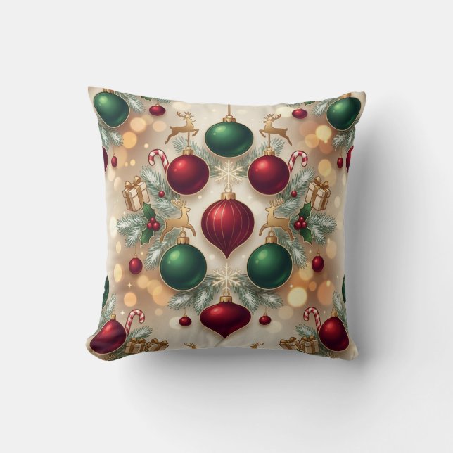 Festive Christmas Ornaments Holiday Throw Pillow Kussen (Voorkant)