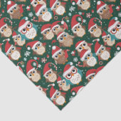 Festive Christmas Owls in Holiday Colors Tissuepapier (Detail)