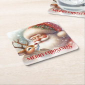 Festive Christmas Paper Coaster Santa Claus Rudolp Kartonnen Onderzetters (Schuin)