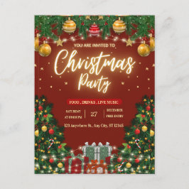 Festive Christmas Party Invitation Briefkaart