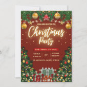 Festive Christmas Party Invitation Kaart (Voorkant)