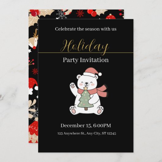 Festive Christmas Party Invitation Kaart (Voorkant / Achterkant)