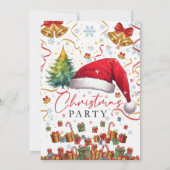 Festive Christmas Party Invitation Red Santa Hat Kaart (Achterkant)