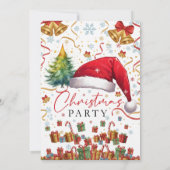 Festive Christmas Party Invitation Red Santa Hat Kaart (Achterkant)