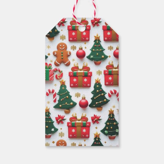 Festive Christmas Pattern Cadeaulabel (Achterkant)