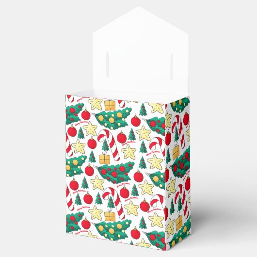 Festive Christmas Pattern Favor Box Bedankdoosjes (Geopend)