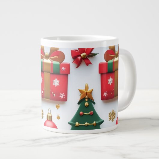 Festive Christmas Pattern Grote Koffiekop (Voorkant rechts)