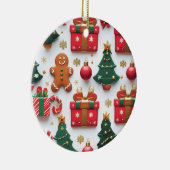 Festive Christmas Pattern Keramisch Ornament (Rechts)