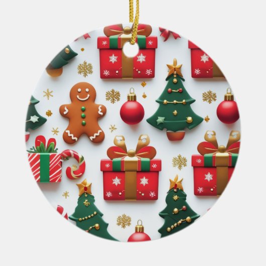 Festive Christmas Pattern Keramisch Ornament (Voorkant)