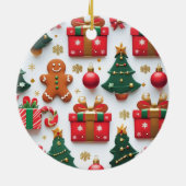 Festive Christmas Pattern Keramisch Ornament (Achterkant)
