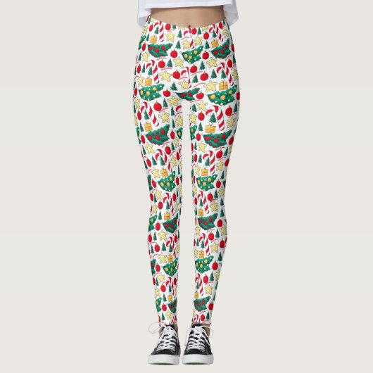 Festive Christmas Pattern Leggings (Voorkant)