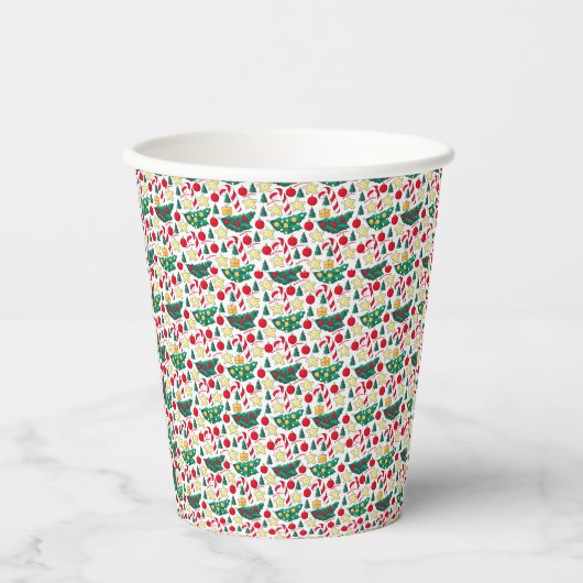 Festive Christmas Pattern Paper Cup Papieren Bekers (Voorkant)