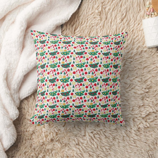 Festive Christmas Pattern Throw Pillow Kussen (Deken)