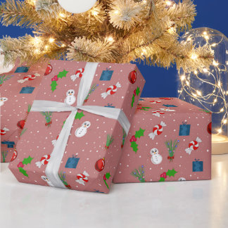 Festive Christmas Pattern Wrapping Paper | Cute Sn Cadeaupapier
