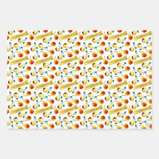 Festive Christmas Pears Personalized Boho Kitchen Inpakpapier Vel (Voorkant 3)