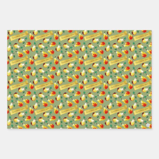 Festive Christmas Pears Personalized Boho Kitchen Inpakpapier Vel (Voorkant)