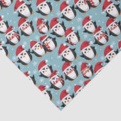 Festive Christmas Penguins in Santa Hats Tissuepapier (Detail)