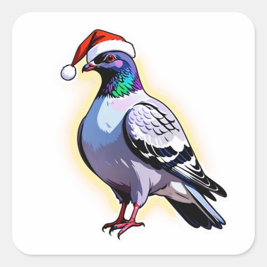 Festive Christmas Pigeon Illustration 🕊️ Vierkante Sticker (Voorkant)