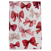 Festive Christmas Pink & Red Bows Gift Bag Medium Cadeauzakje (Achterkant)