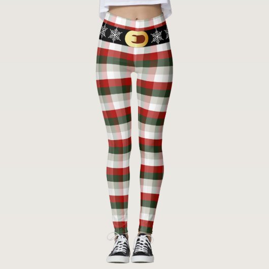 Festive Christmas | Plaid & Snowflake Belt Leggings (Voorkant)