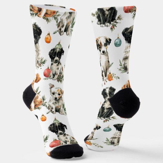 Festive Christmas Puppy Socks for Family Sokken (Gebogen)