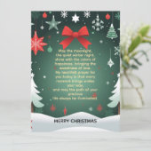 Festive Christmas Red Bow, Snowflakes & Winter  Aankondiging (Staand voorkant)