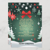 Festive Christmas Red Bow, Snowflakes & Winter  Aankondiging (Voorkant / Achterkant)