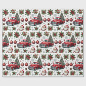 Festive Christmas Red Truck Pattern  Cadeaupapier (Vlak)