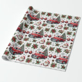 Festive Christmas Red Truck Pattern  Cadeaupapier (Uitgerold)